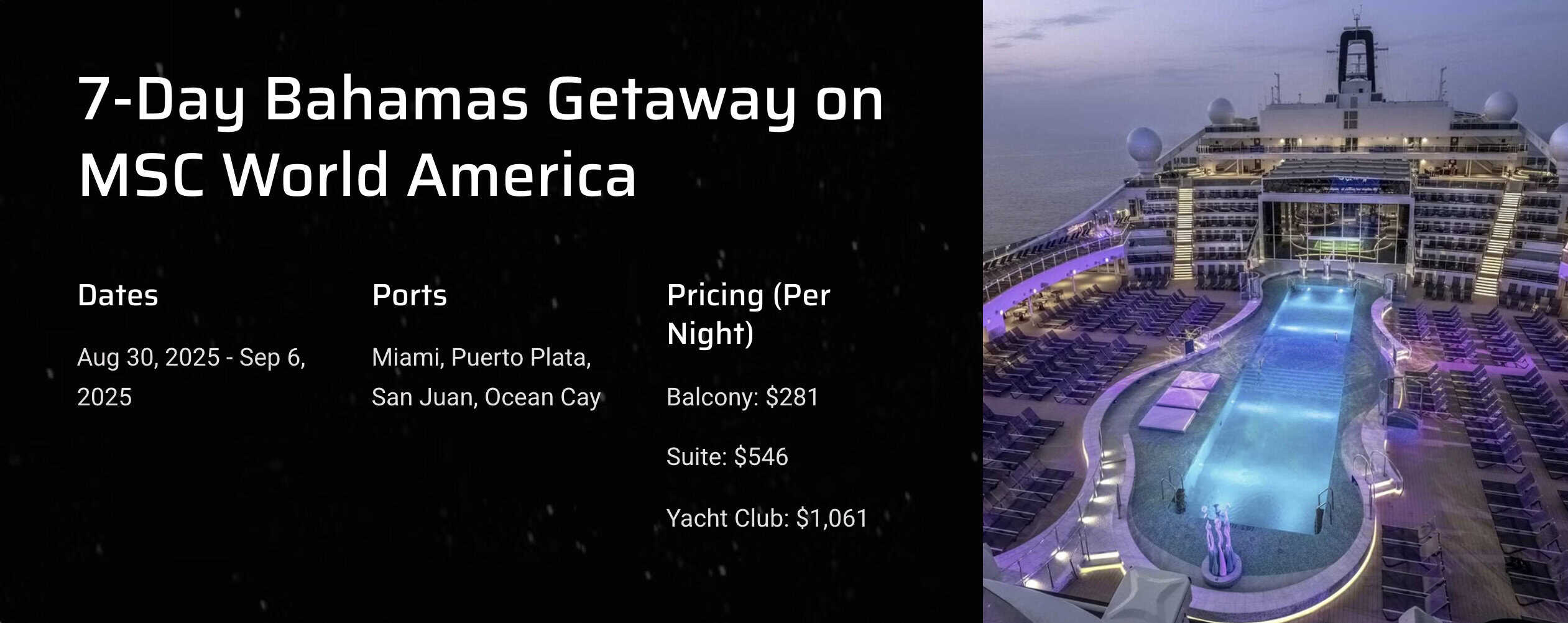 7-Day Bahamas Getaway on MSC World America